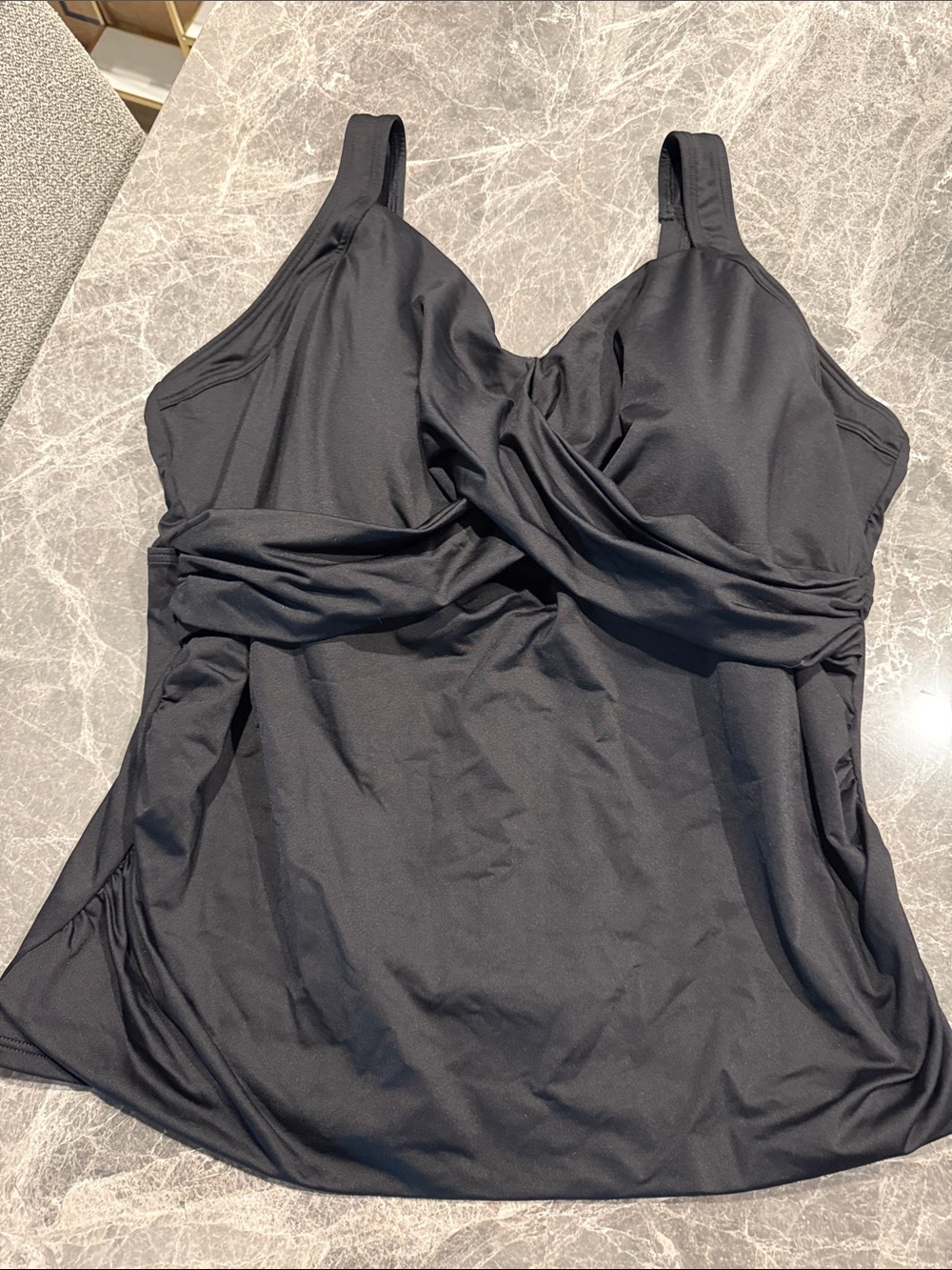 Lands' End Black One-Piece Tankini Swim Top